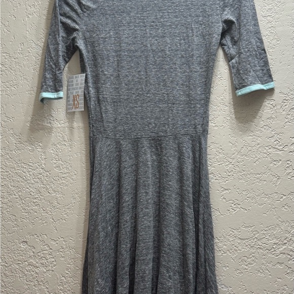 LuLaRoe Nicole Dress XS Gray Mint Trim NWT Fit & Flare - Picture 4 of 7